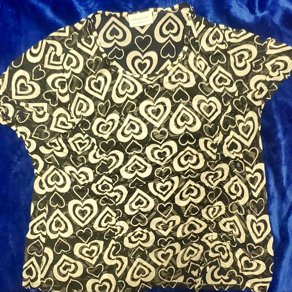 Sheer shirt with hearts size XL.